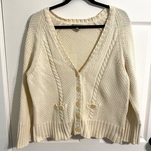 *SOLD* Banana Republic Cable Knit Cardigan Sweater - Picture 3 of 9